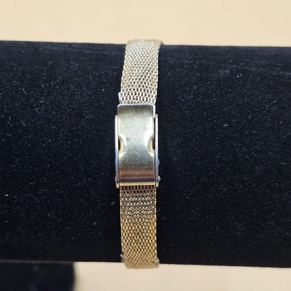Timex Ladies Watch Vintage Gold Tone Mechanical Manual Wind Mesh Band 1761802379